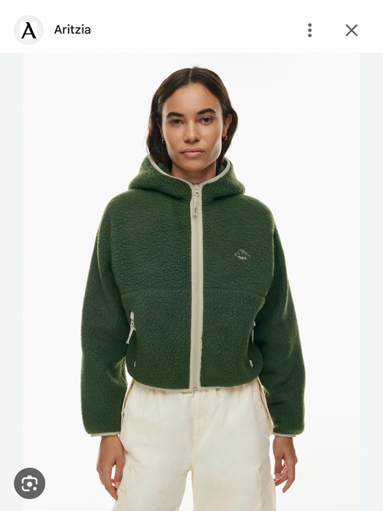 Aritzia Jackets & Blazers - Aritzia polartec thermal pro peak zip hoodieGreen Sherpa Hooded Zip Jacket